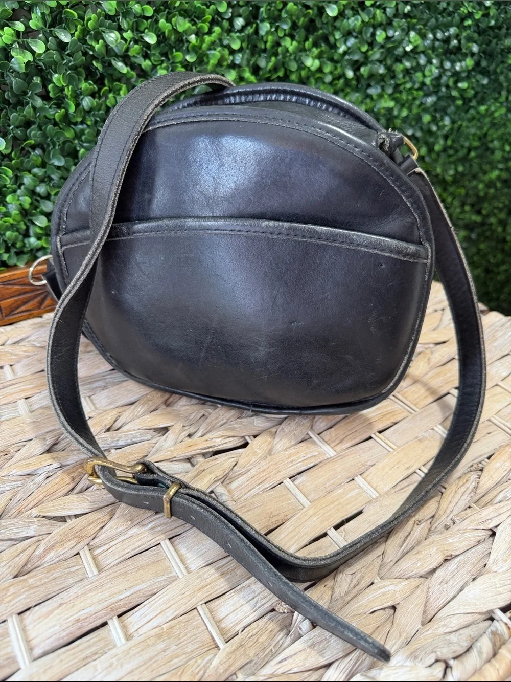 Coach Black Round Leather Crossbody Bag